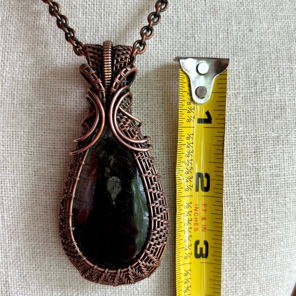 Copper Wrapped Hypersthene Pendant - Picture 8 of 11